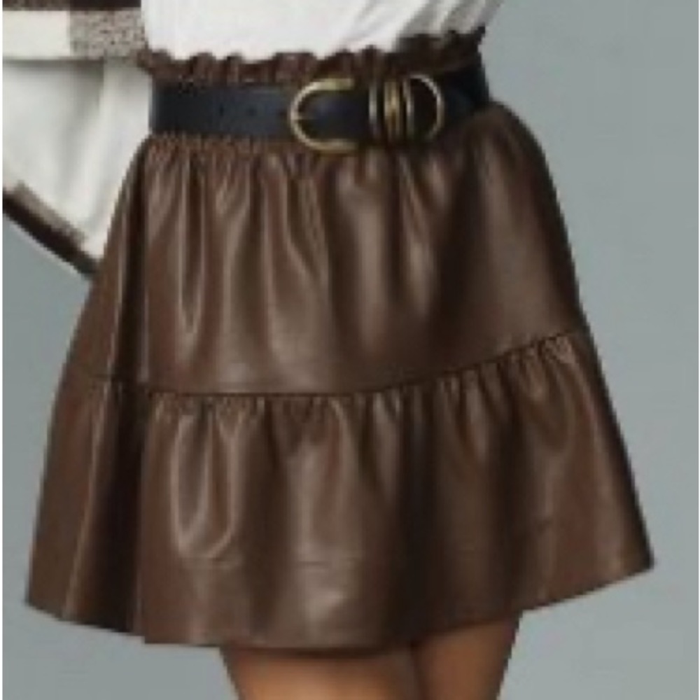 Anthropologie The Somerset Mini Skirt: Faux Leather Edition-XL